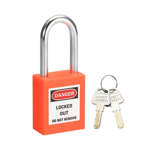 Uxcell Lockout Tagout Padlock Shackle Keyed Padlocks Steel Nylon Orange 1pcs