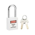 thumbnail image 1 of Uxcell Lockout Tagout Padlock Shackle Keyed Padlocks Steel Nylon White 1pcs, 1 of 4