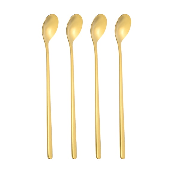 Uxcell Long Handle Ice Tea Spoon, 4 Pcs 7 Inch Long Coffee Spoons, Silver Tone