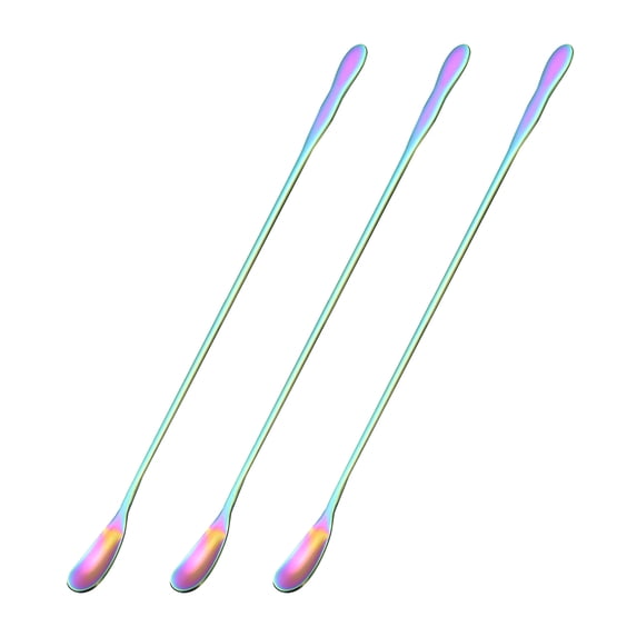 Uxcell Long Handle Spoon, 3Pcs 10.24 inch Stainless Steel Cocktail Stirring Spoons for Mixing, Drink (Rainbow)