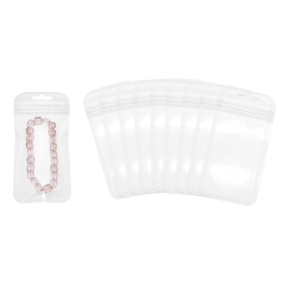 Uxcell Long Jewelry Plastic Bags 2.4" x 5", 100Pcs Clear Reclosable Self Sealing Zip Bag with Hanging Hole for Necklaces Pen Packaging Shipping, Clear