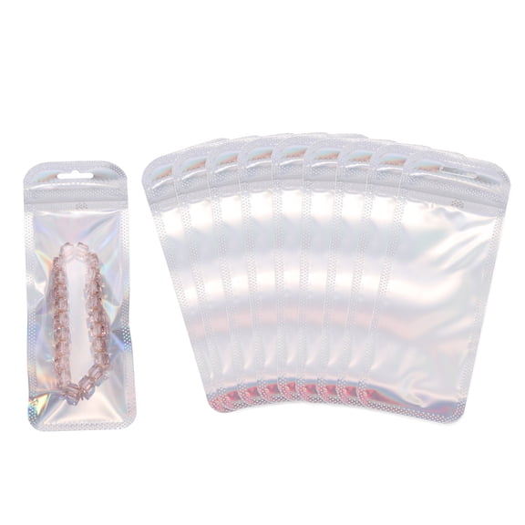 Uxcell Long Jewelry Plastic Bags 2.4" x 6.3", 100Pcs Clear Reclosable Self Sealing Zip Bag with Hanging Hole for Necklaces Pen Packaging Shipping, Multicolor