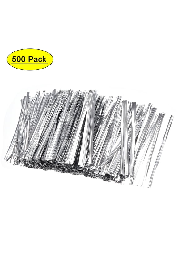 Long Twist Tie 4 Inches Plastic Coated Iron for Tying Bread Candy Cookies Gift Bags Silver 500 Pack