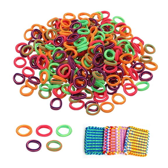 Uxcell Loom Loops Refill Kit for 7" Weaving Loom Colorful Stripes 500Pcs, Rainbow Cloth Elastic Bands Weaving Refill Loops for Potholder Coasters DIY Craft Bracelet Making Hair Ties