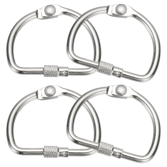 Uxcell Loose Leaf Binder Rings 1.5 Inch, 4 Pcs Binder Rings D Shape Tape Storage Organizer Binding Book Paper Key Organization for Home Office, Silver