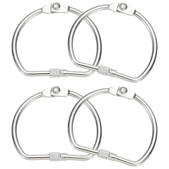 Uxcell Loose Leaf Binder Rings 2.4 Inch, 4 Pcs Binder Rings D Shape Tape Storage Organizer Binding Book Paper Key Organization for Home Office, Silver