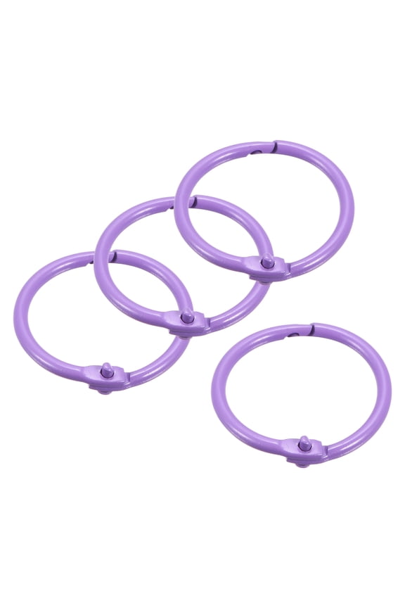 Loose-Leaf Binder Rings, 30mm/ 1.18" Metal Book Ring, Purple, 4Pack
