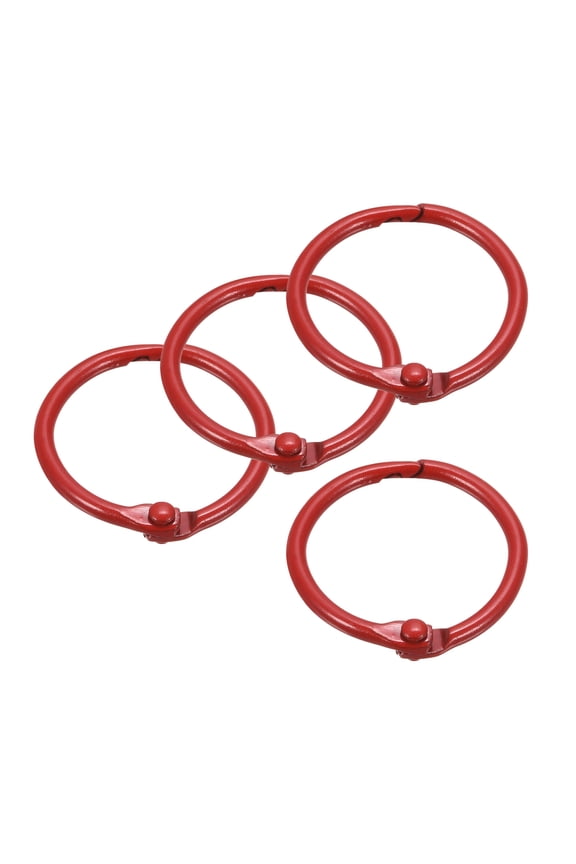 Loose-Leaf Binder Rings, 30mm/ 1.18" Metal Book Ring, Red, 4Pack