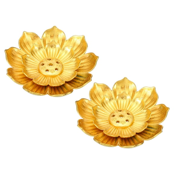 Uxcell Lotus Incense Stick Holder 2 Pack Incense Burner Plate Holder Alloy Incense Base Stand Gold Tone 2.2"