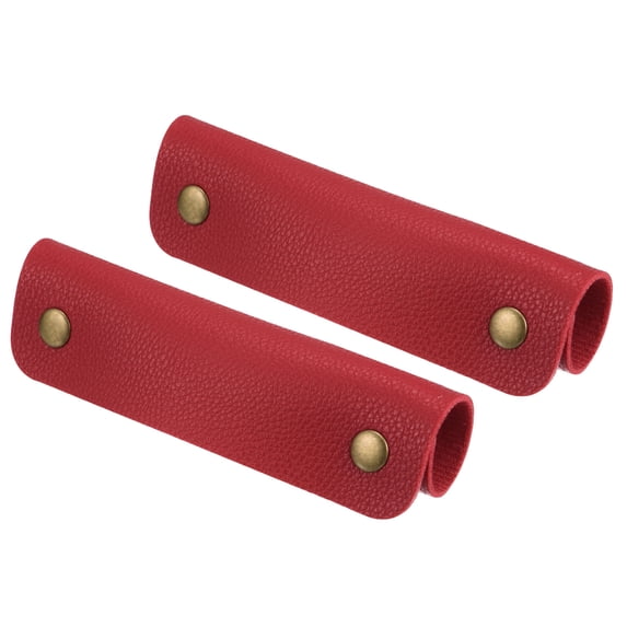 Uxcell Luggage Handle Wrap, 2 Pack PU Handbag Grip Cover Identifier with Clasp for Suitcase, Red