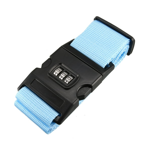 Uxcell Luggage Strap Suitcase Belt with Buckle, Combination Lock, 2Mx5cm Adjustable PP Travel Packing Accessory Sky Blue