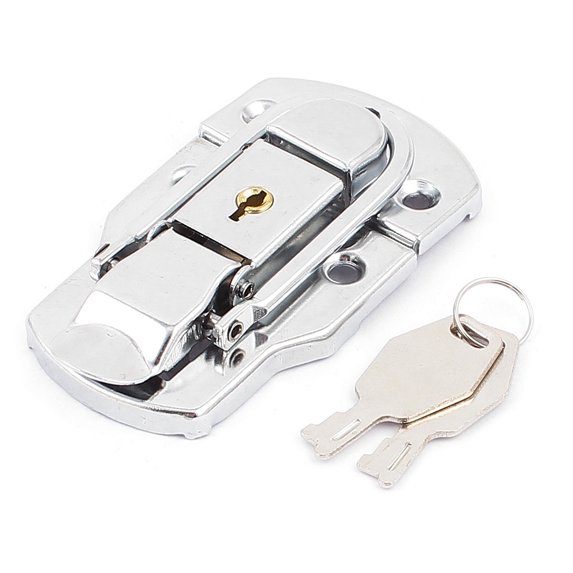 Uxcell Luggage Suitcase Chest Trunk Metal Locking Toggle Catch Latch Silver Tone w Keys