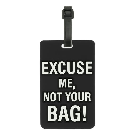Uxcell Luggage Tag (Excuse Me, Not Your Bag), Funny Travel Baggage Bag Tag Suitcase Identifier Label for Women Men Black