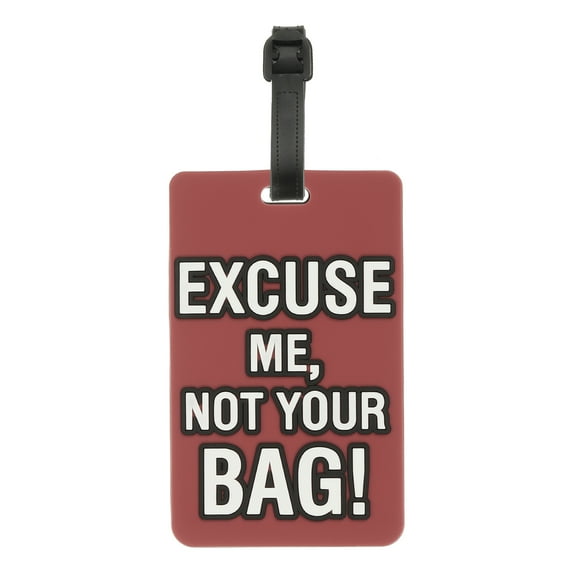 Uxcell Luggage Tag (Excuse Me, Not Your Bag), Funny Travel Baggage Bag Tag Suitcase Identifier Label for Women Men Burgundy