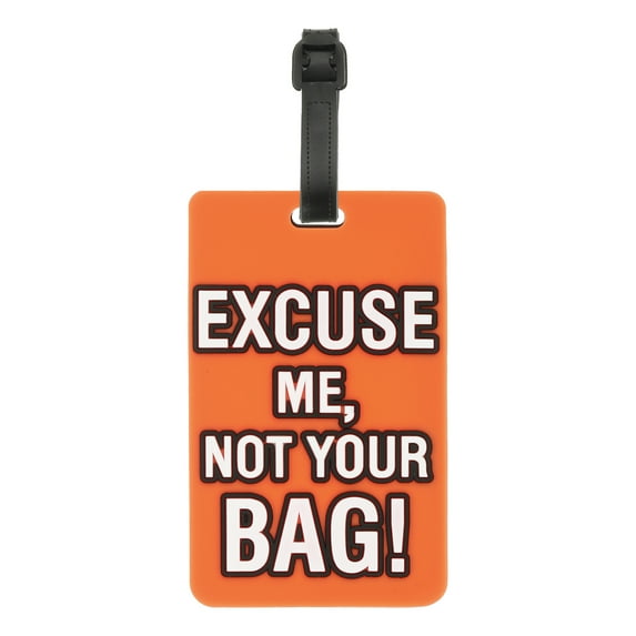 Uxcell Luggage Tag (Excuse Me, Not Your Bag), Funny Travel Baggage Bag Tag Suitcase Identifier Label for Women Men Orange