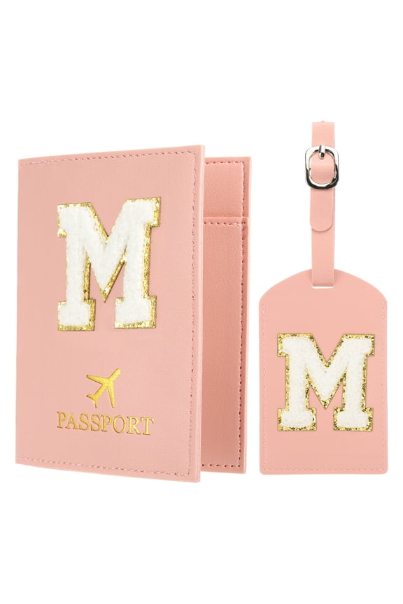 Luggage Tag, Initial Letter Travel Luggage Baggage Embroidery Label Tag Pink