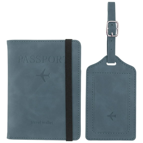 Uxcell Luggage Tag, Leather Luggage Tags Travel Baggage Labels Waterproof Sky Blue