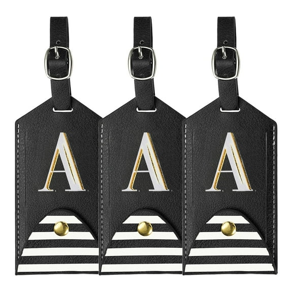 Uxcell Luggage Tags, Initial Letter Travel Luggage Baggage Labels Black A