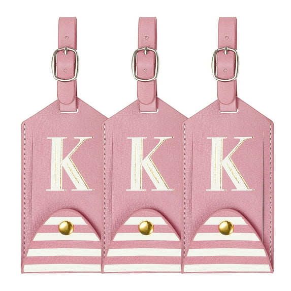 Uxcell Luggage Tags, Initial Letter Travel Luggage Baggage Labels Pink K