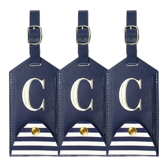 Uxcell Luggage Tags, Initial Letter Travel Luggage Baggage Labels Purple C