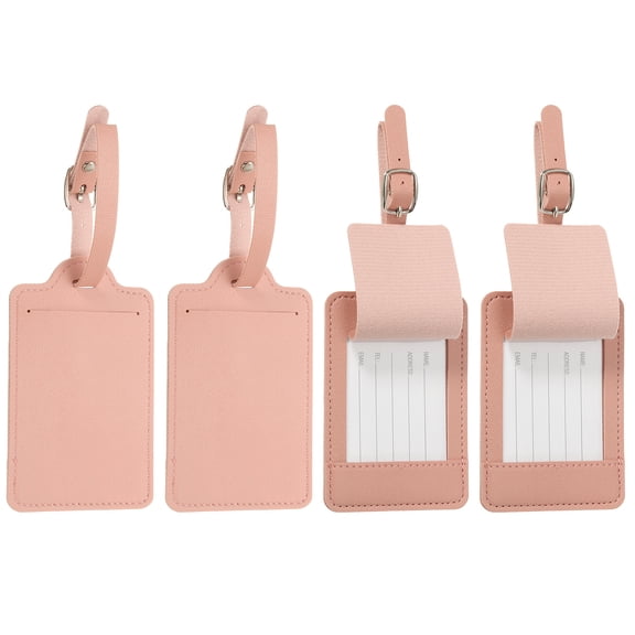 Uxcell Luggage Tags, PU Leather Travel Luggage Tags Identifier Suitcase Labels for Baggage Privacy Protection Accessories Ship Pink