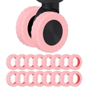 Uxcell Luggage Wheel Protection Cover, Wear Resistant Anti Noise Silicone Suitcase Protective Covers, 16Pcs &Pink &Wavy Pattern-Fitting for 2.2-2.6" Spinner Wheel Suitcases Travel