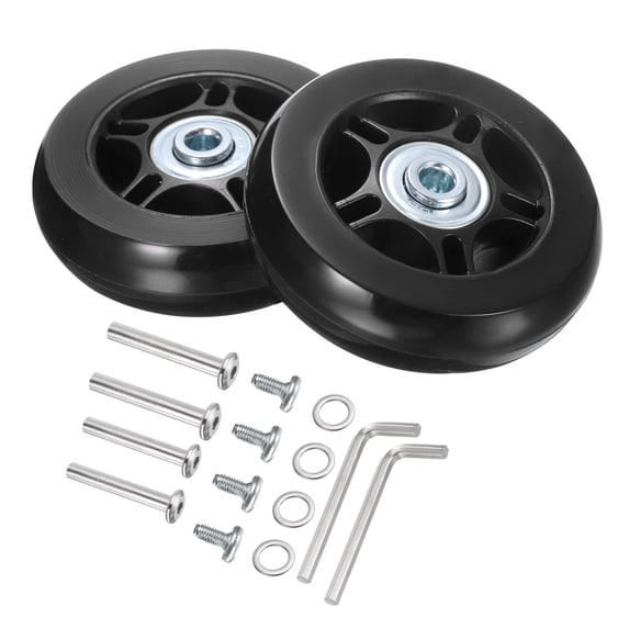 Uxcell Luggage Wheels Replacement 70 x 19 mm/2.8" x 0.8" for Suitcase, Black, 1 Set