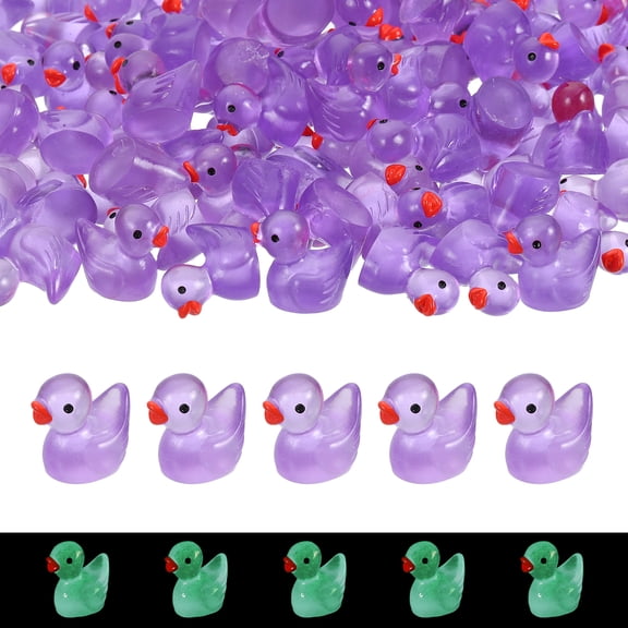 Luminous Mini Resin Ducks, Cute Glow in the Dark Tiny Ducks to Hide Miniature Figures Bulk Perfect for Dollhouse & Micro Fairy Garden & Landscape(Dark Purple, 120pcs)