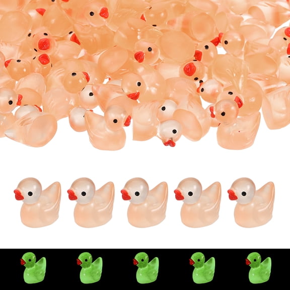 Luminous Mini Resin Ducks, Cute Glow in the Dark Tiny Ducks to Hide Miniature Figures Bulk Perfect for Dollhouse & Micro Fairy Garden & Landscape(Light Orange, 120pcs)