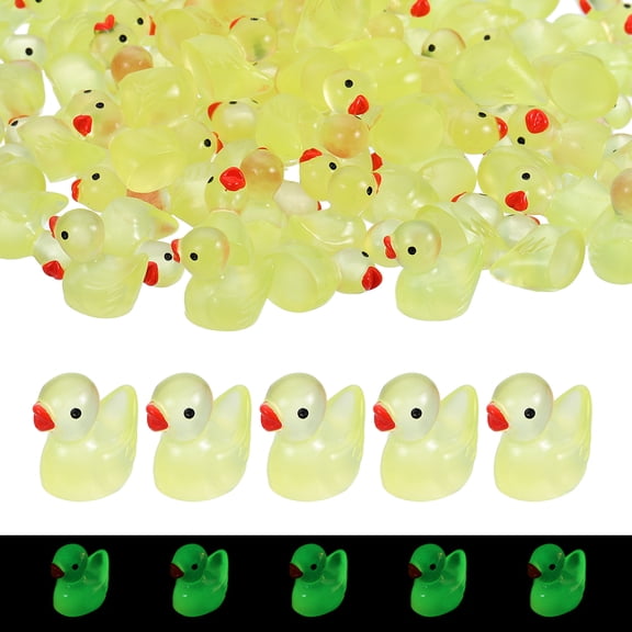 Luminous Mini Resin Ducks, Cute Glow in the Dark Tiny Ducks to Hide Miniature Figures Bulk Perfect for Dollhouse & Micro Fairy Garden & Landscape(Yellow, 60pcs)