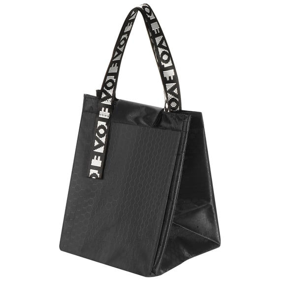 Uxcell Lunch Bag Tote Bag with Pocket for Work Picnic 7.5"x7.5"x9.8", Black