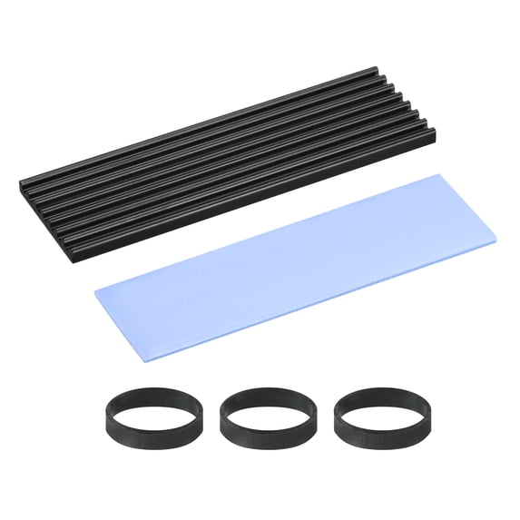 Uxcell M.2 2280 Nvme SSD Heatsink, Radiator Cooler Aluminum Heat Sink Cooling Fin with Thermal Pads/Tape/Rubber Rings Black 70x22x3mm 1