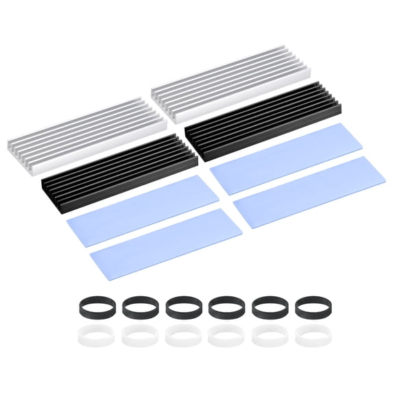 Uxcell M.2 2280 Nvme SSD Heatsink 70x22x6mm, Radiator Cooler Aluminum Heat Sink with Thermal Pad, Black/Silver 4Pcs