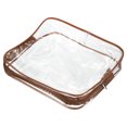 thumbnail image 1 of Uxcell M Size Clear Toiletry Bag Makeup Cosmetic Pouch with Zipper, Brown 3 Pack, 1 of 6