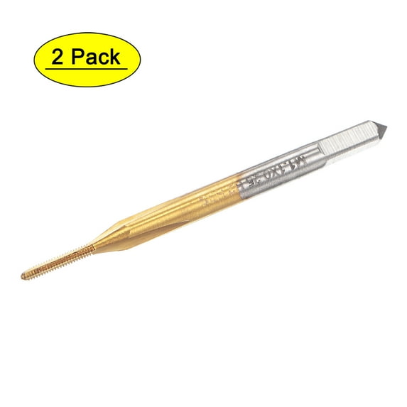 Uxcell M1.1 x 0.25 Cobalt High Speed Steel Straight Flute Machine Thread Tap Titanium Coated 2 Pack