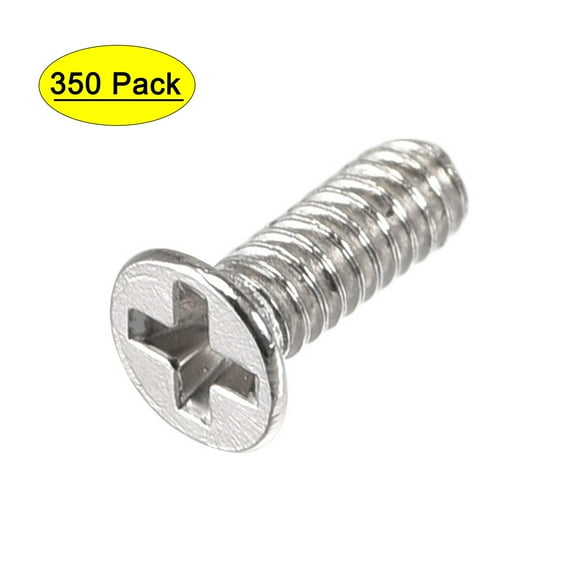 Uxcell M1.4 x 4mm Silver Tone Phillips Screw Fastener Nickel Plated 350 Pack