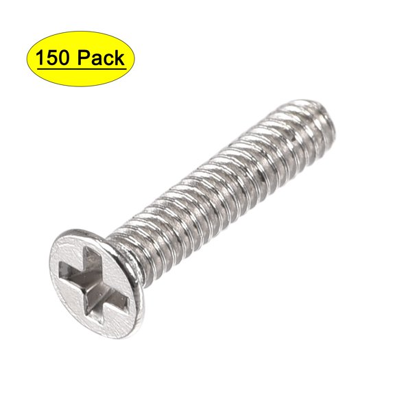 Uxcell M1.4 x 8mm Silver Tone Phillips Screw Fastener Nickel Plated 150 Pack