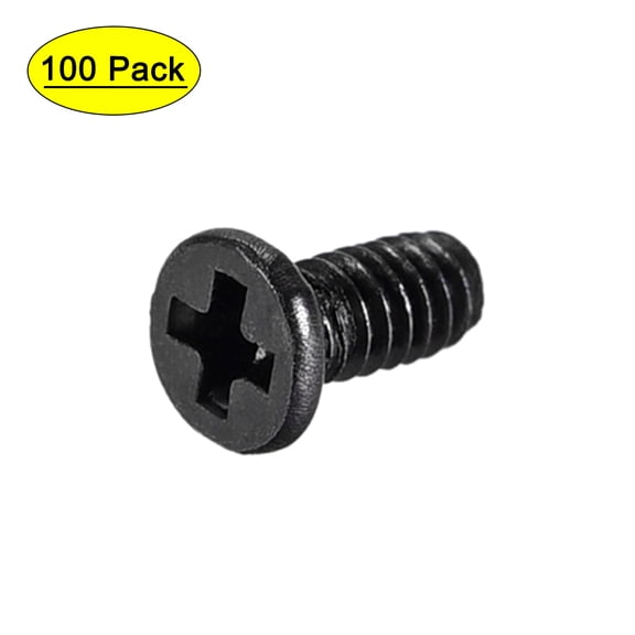 Uxcell M1.4x3mm Black Phillips Screw Fastener 0.12 inch Dia Screw Head for Home Office 100 Pack Black