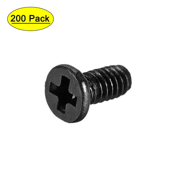 Uxcell M1.4x5mm Black Phillips Screw Fastener 2.5mm Dia Screw Head 200 Pack