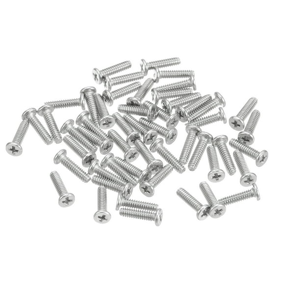 Uxcell M1.6x0.35x6mm 50 Pack Metal Flat Round Head Screws Phillips Drive Machine Bolt
