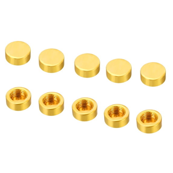 Uxcell M10 15x6mm Lamp Finial Cap Knob Flat Screw Cap Nut Female Thread Light Fixtures Electrophoresis Gold 10 Pack