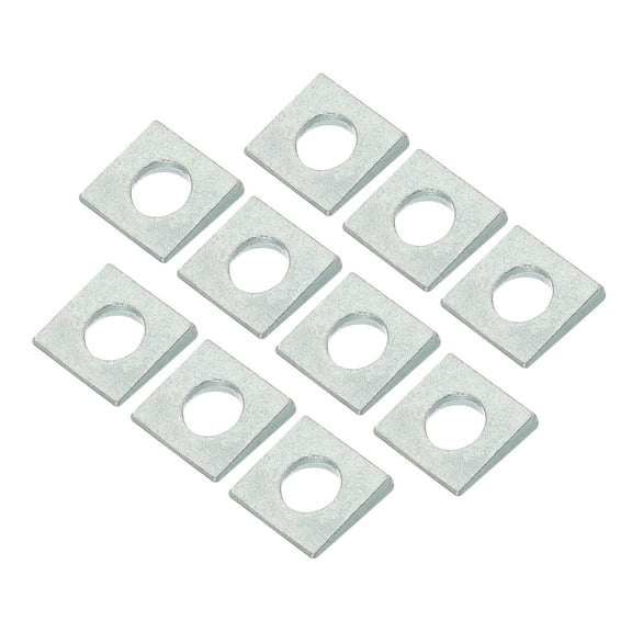 Uxcell Beveled Square Washers, Heavy Duty Galvanized Wedge Washers in Plain Carbon Steel for Shim Leveling M10 Thickness 2 to 5.1mm