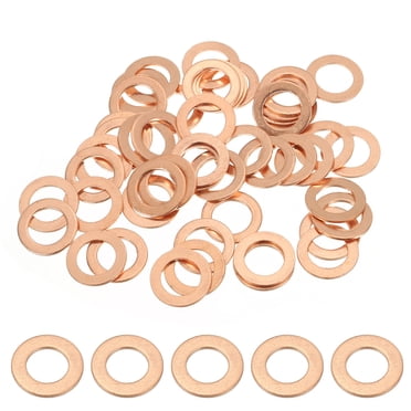 Uxcell 5x9x1mm Copper Crush Washers - Flat Ring Sealing Gaskets (10-Pack)