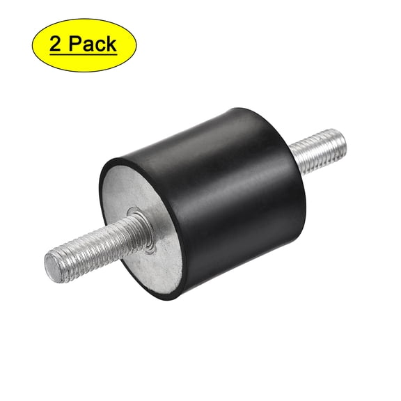 Uxcell M10 D40mmxH40mm Male/Male Rubber Mounts Zinc Plating 2Pack