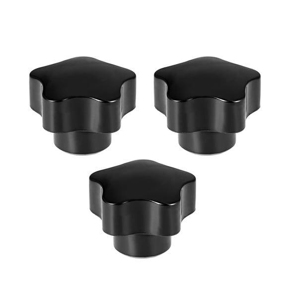 Uxcell M10 Female Thread 38mm Head Brass Insert Star Knobs Black 3 Pack