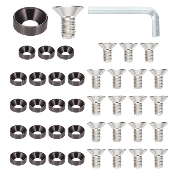 Uxcell M10 Finish Countersunk Washer Kit, 20 Set Aluminum Alloy Flat Cup Head Screw Gasket, Gray