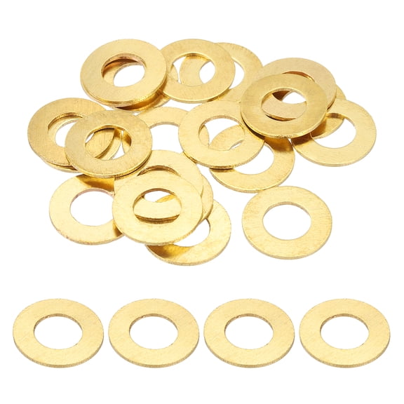 Uxcell M10 Flat Washers, (10mm ID 20mm OD 1mm Thickness, Golden) (32 Pcs), Brass Metric Sealing Gasket Ring Crush Washer Spacers for Faucets/Garden/Bolts/Screws/ Hose Pipe