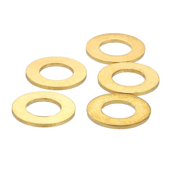 Uxcell M10 Flat Washers, (10mm ID 20mm OD 2mm Thickness, Golden) (5 Pcs), Brass Metric Sealing Gasket Ring Crush Washer Spacers for Faucets/Garden/Bolts/Screws/ Hose Pipe