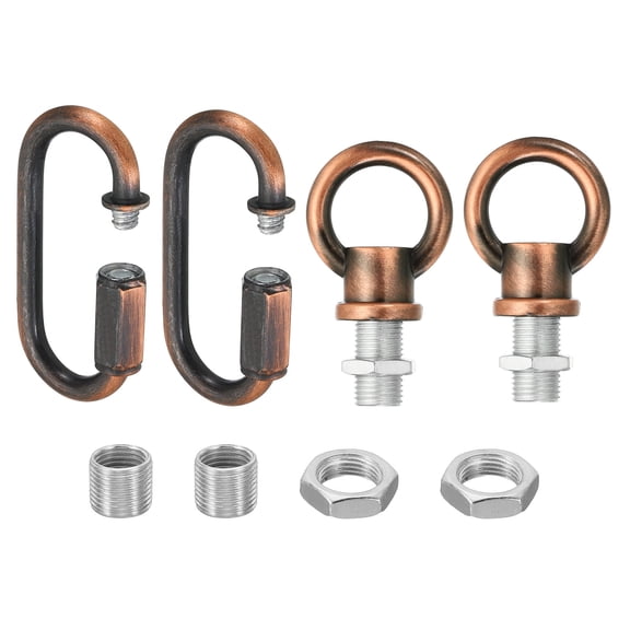Uxcell M10 Lamp Female Loop Holder with Chain Quick Link Lifting Eye Nut Hook Ring 44 Lbs Load Red Bronze