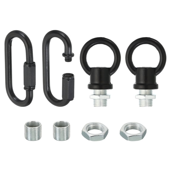 Uxcell M10 Lamp Female Loop Holder with Chain Quick Link Lifting Eye Nut Hook Ring 88 Lbs Load Black